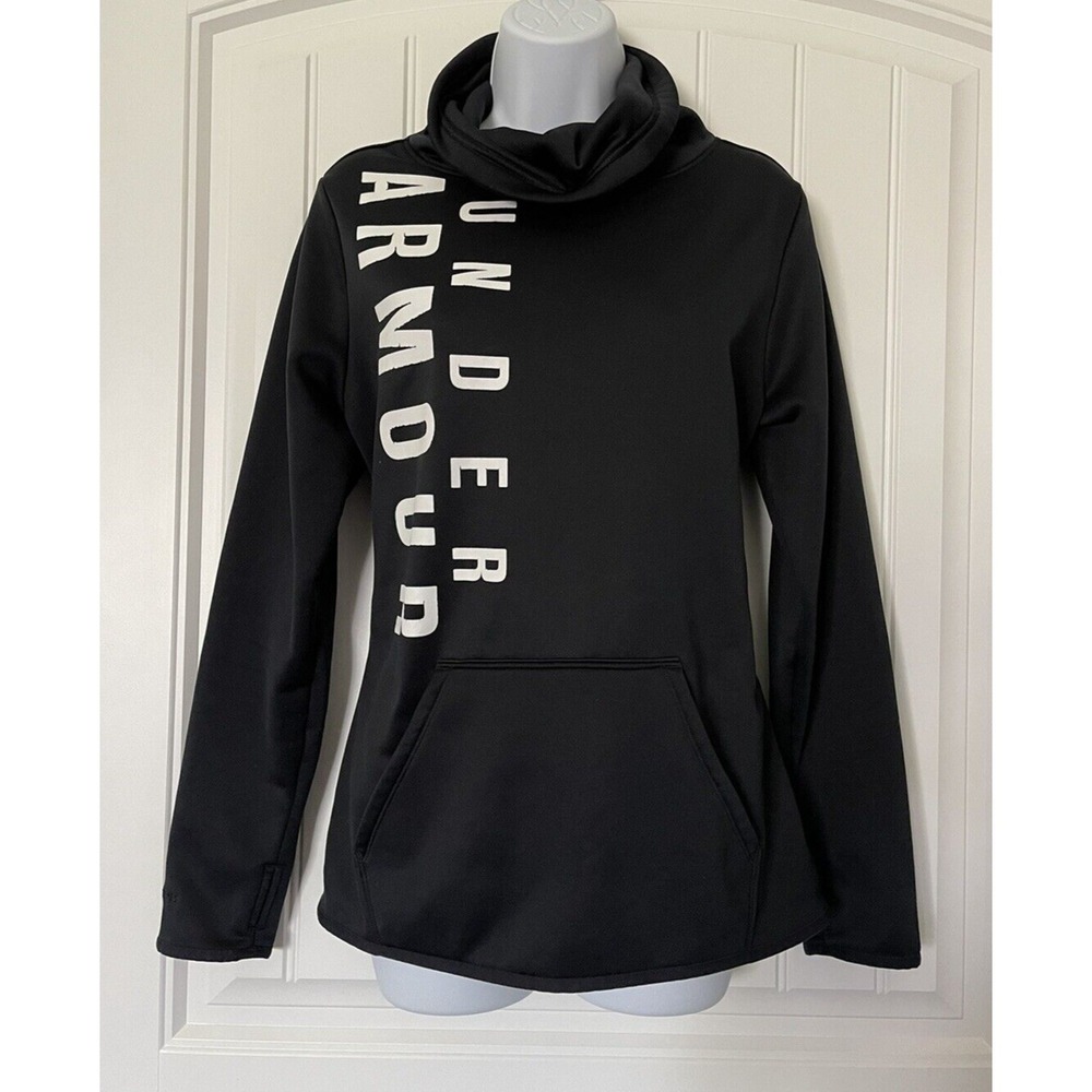 Under Armour‎ Sweater Womens Medium Black Pullover Funnel Neck Kangaroo Pocket